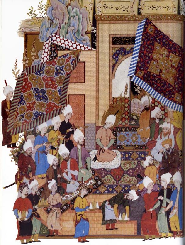 Shaykh Muhammad Joseph,Haloed in his tajalli,at his wedding feast oil painting image